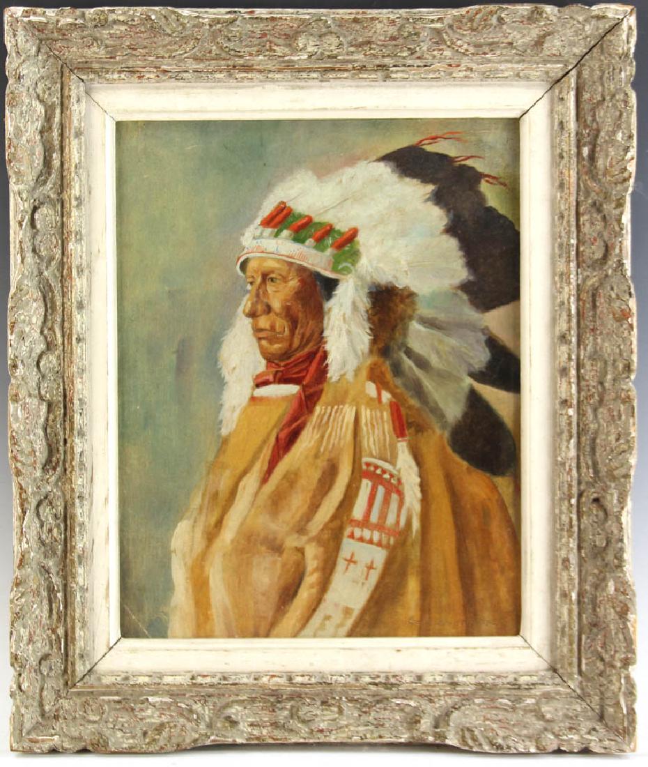 Portrait of Indian Chief, Oil on Canvas (1 of 6)