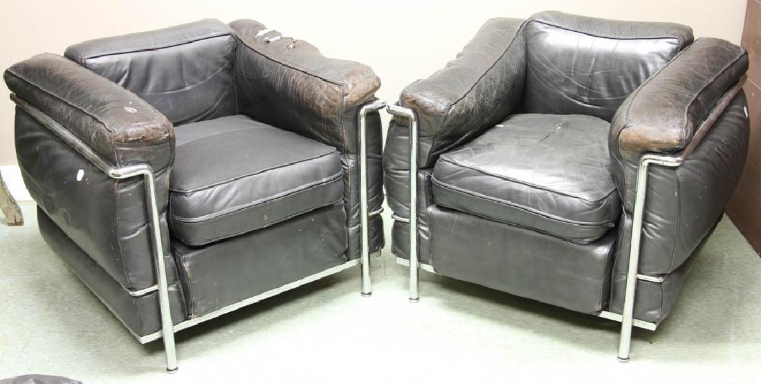 Pair of Antique Corbusier Leather Chairs (1 of 6)