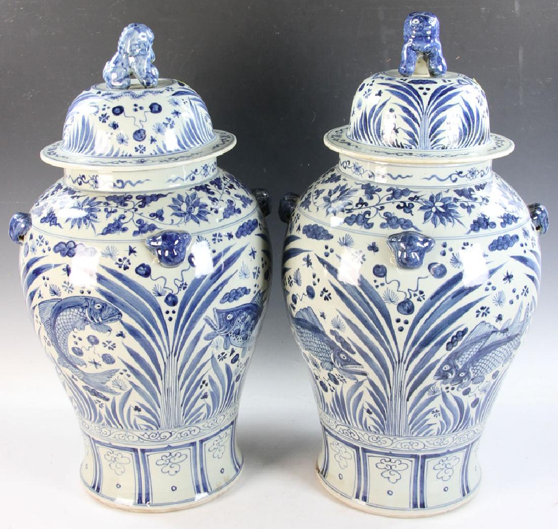 Pair of Chinese Porcelain Covered Urns (1 of 5)