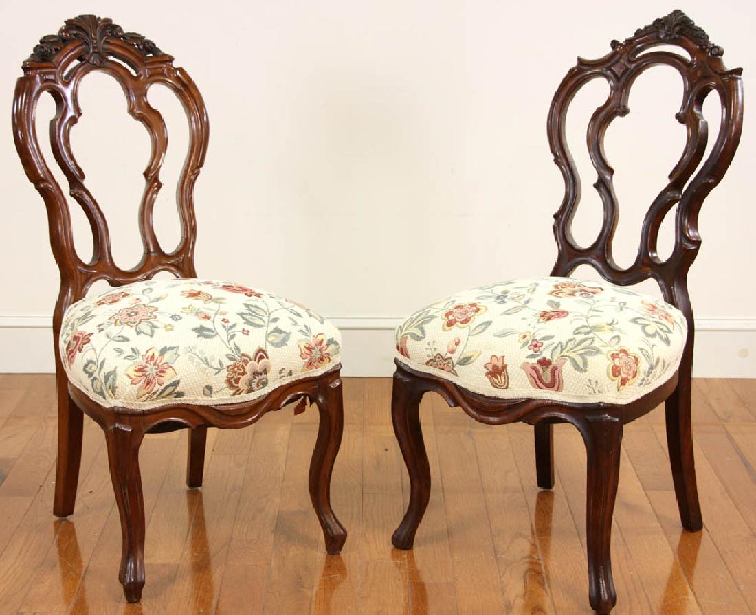 Pair of Victorian Walnut Side Chairs (1 of 6)