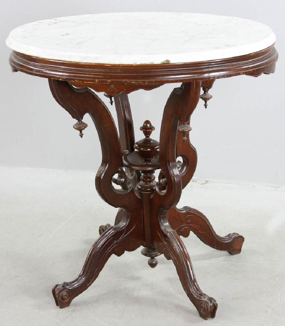 Victorian Walnut Marble Top Table (1 of 5)