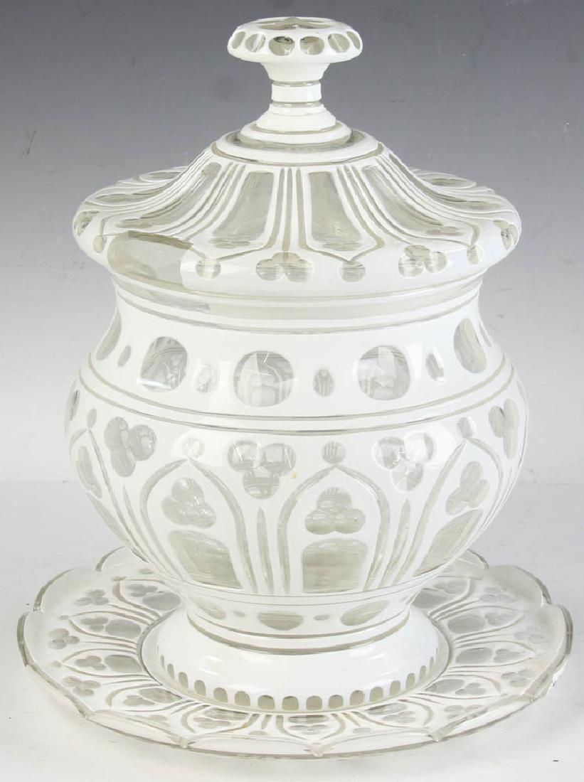 Bohemian Overlay Glass Punch Bowl (1 of 8)