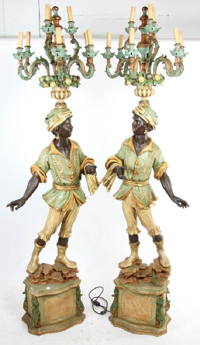 Pair Blackamoor Figures Holding Torchieres (1 of 8)