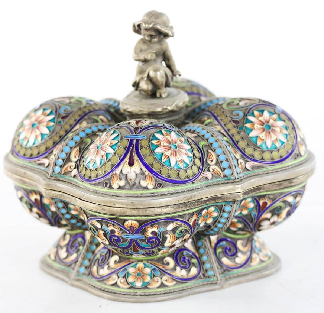 Russian Enameled Silver Covered Box (1 of 9)