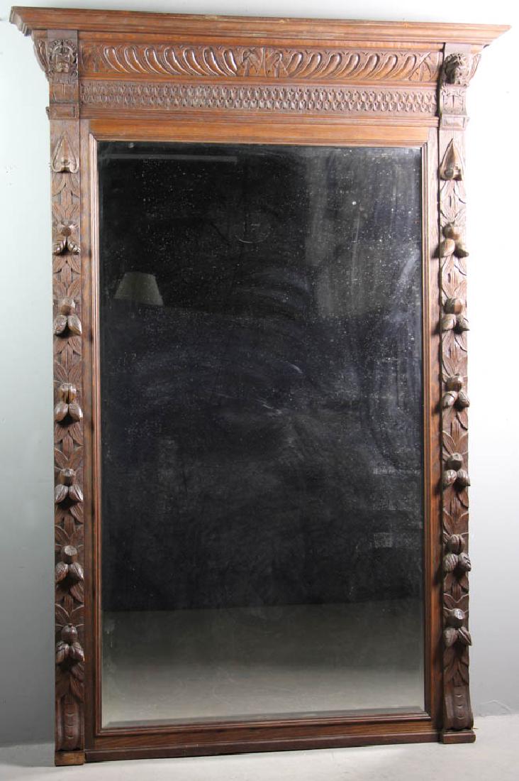 C1880 Jacobean Style Oak Pier Mirror (1 of 9)