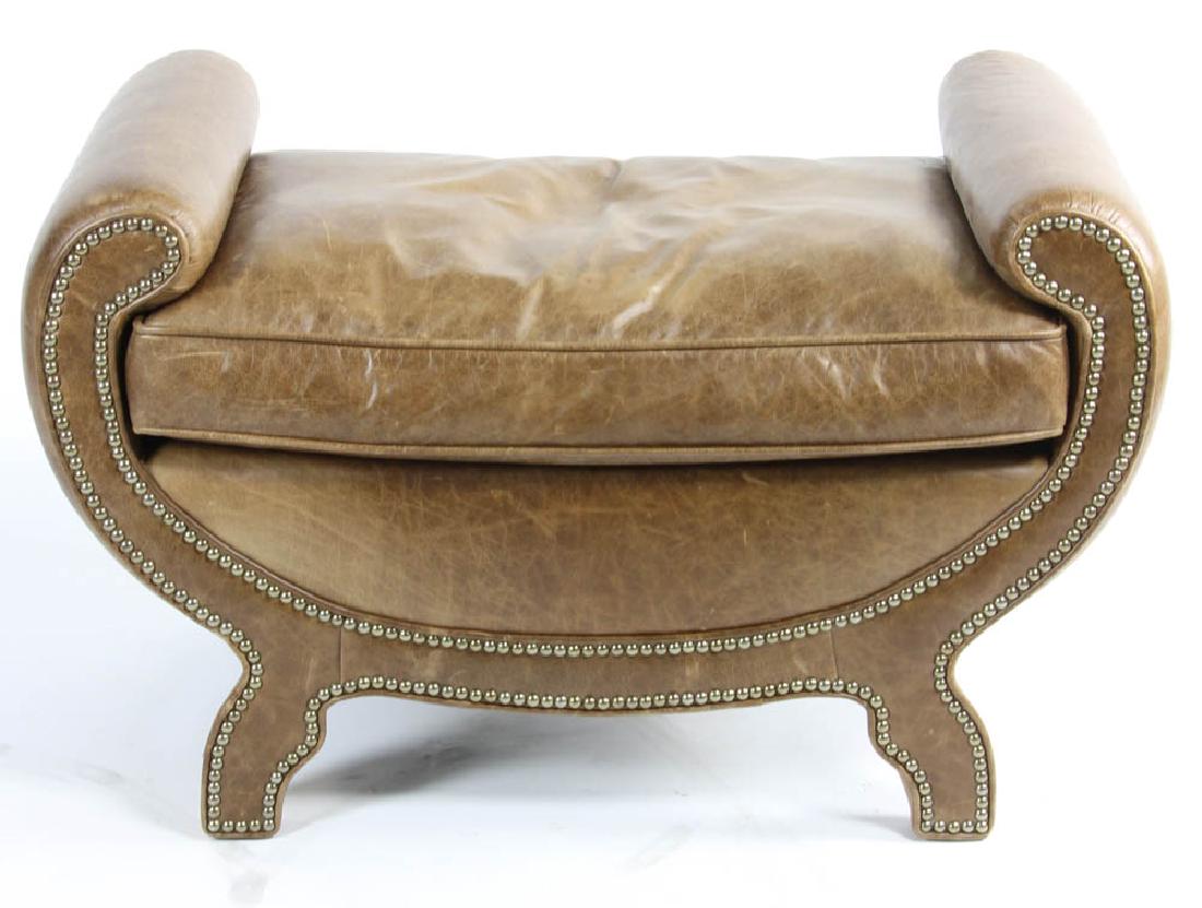 Leather Stool with Brass Stud Decoration (1 of 6)
