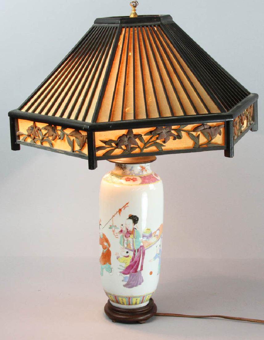 19thC Japanese Lamp with Shade (1 of 6)