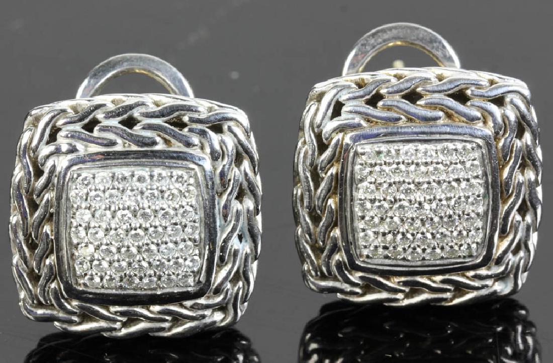 John Hardy Sterling 18k Diamond Earrings (1 of 5)