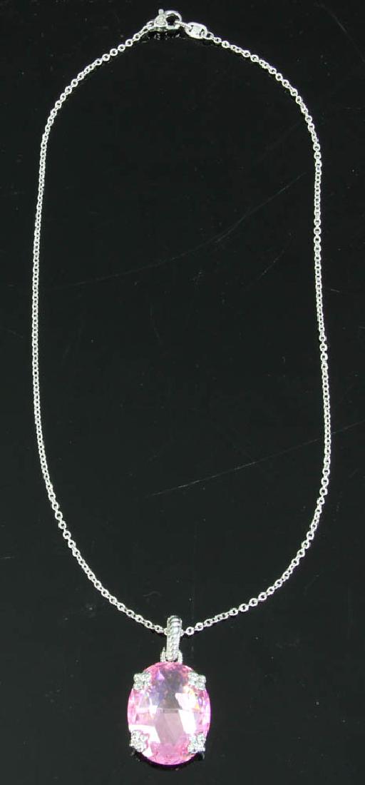 Judith Ripka Pink Stone Sterling Pendant Necklace (1 of 5)