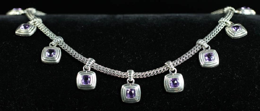 John Hardy Silver Mesh Amethyst Necklace (1 of 4)