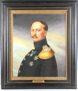 Portrait of Nicholas I After Franz Kruger: Portrait of Russian Emperor Nicholas I, oil on canvas, after Franz Kruger (1797-1857), 24 1/2" x 20 1/2", old presentation frame 27" x 23". Provenance: Los Angeles, California collection.