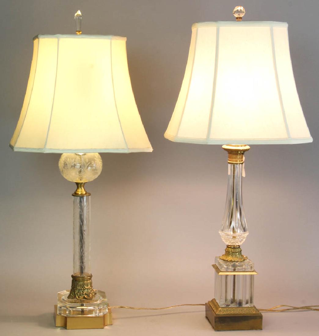 Two Glass Table Lamps with Silk Shades (1 of 6)