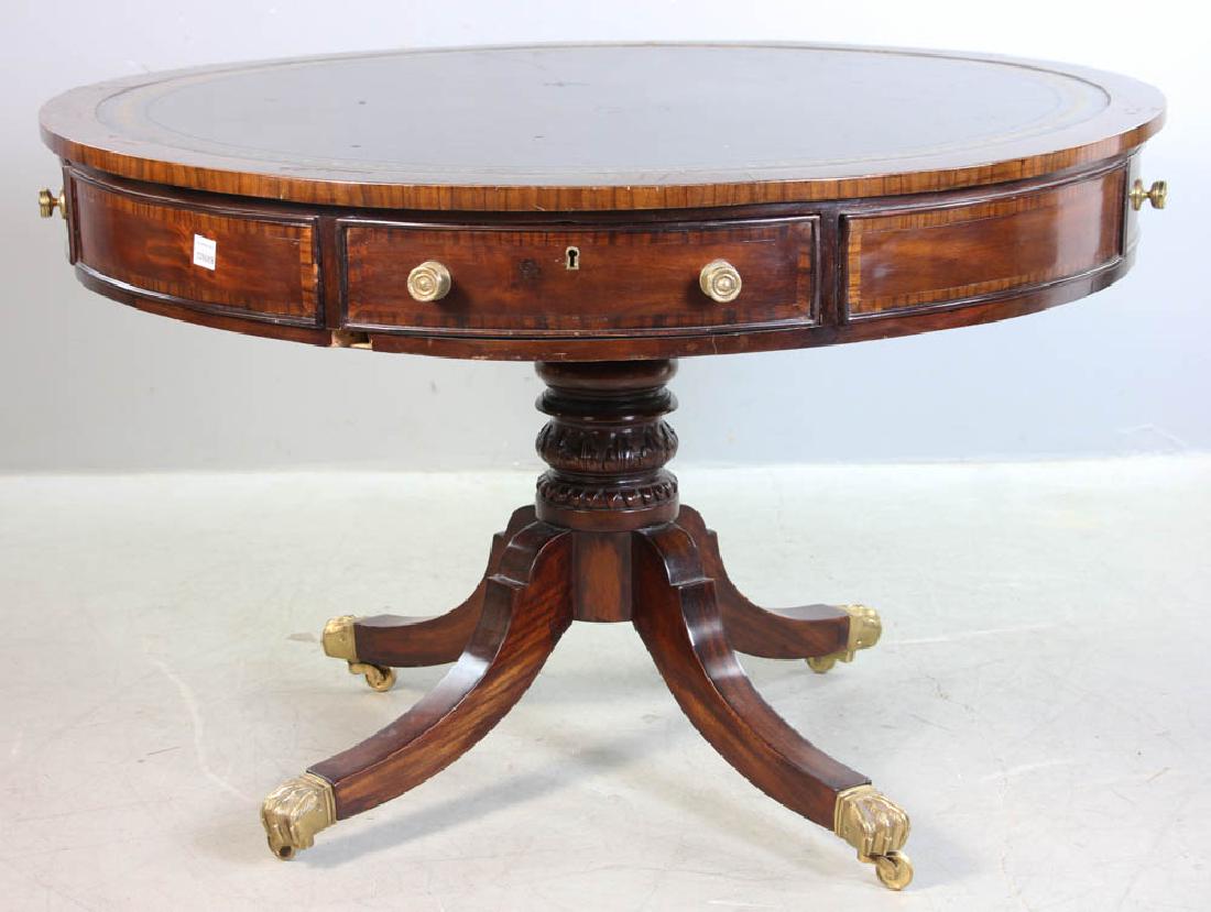 Mahogany Leather Top Drum Table (1 of 5)