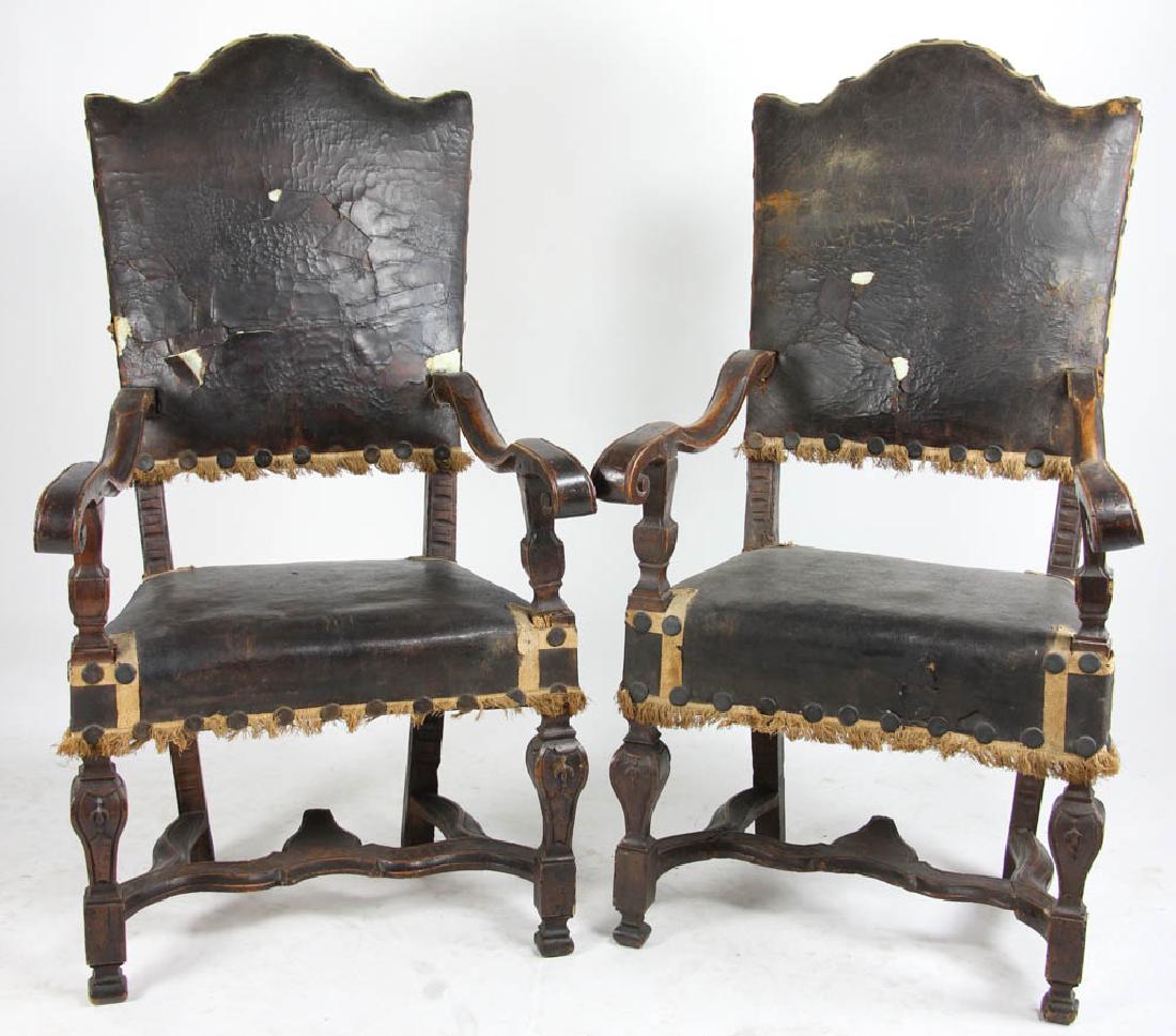 Pair of 18thC Armchairs with Leather Seats (1 of 4)