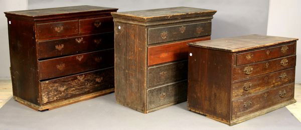 Three (3) 19th C. Mahogany Tops to Highboys: Three (3) 19th Century mahogany tops to highboys, one 35"h. x 39"w. x 21 1/4"d., one 25 3/4"h. x 41 1/4"w. x 20 1/2"d., one 35 1/2"h. x 39 1/4"w. x 19"d. All in as found condition, missing hardware, f