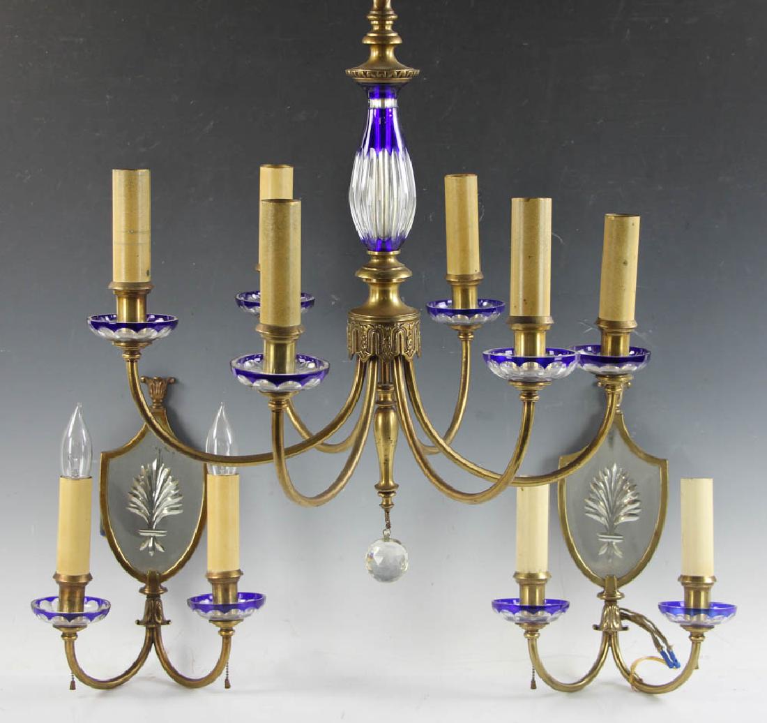 Early 20thC Crystal Chandelier and Sconces (1 of 7)