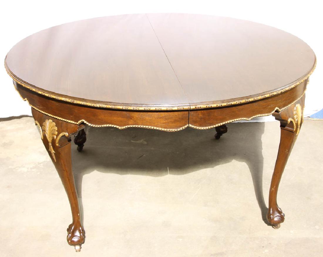 Mahogany Dining Table with Ball and Claw Feet: Mahogany dining room table, ball-and-claw feet, 31" H x 54" diameter. Provenance: Millis, Massachusetts estate.