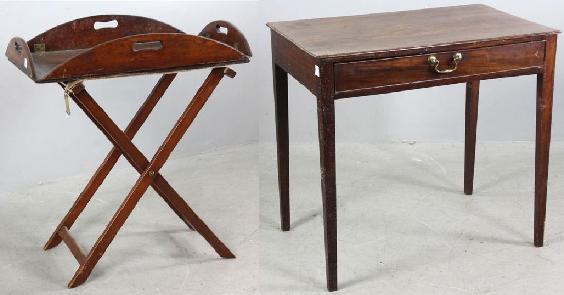 19thC Butler's Tray Table and 1-Drawer Table (1 of 8)