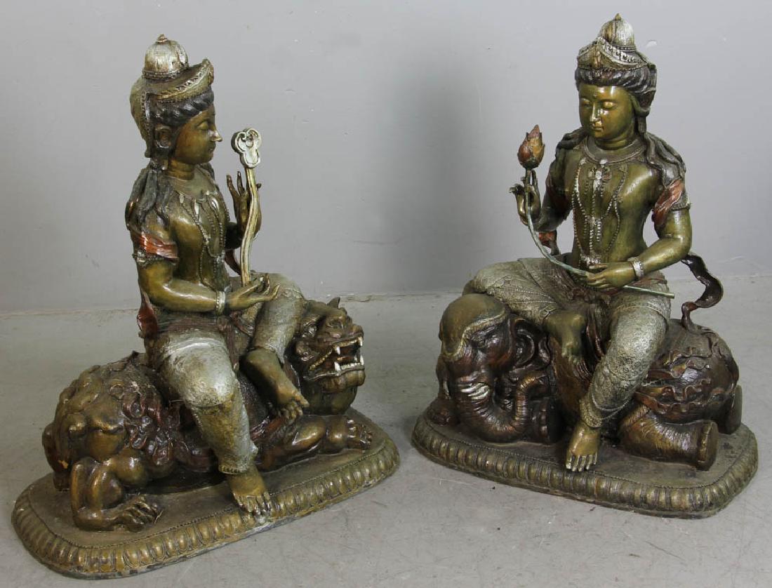 Pair of Bronze Figures on Dragons (1 of 9)