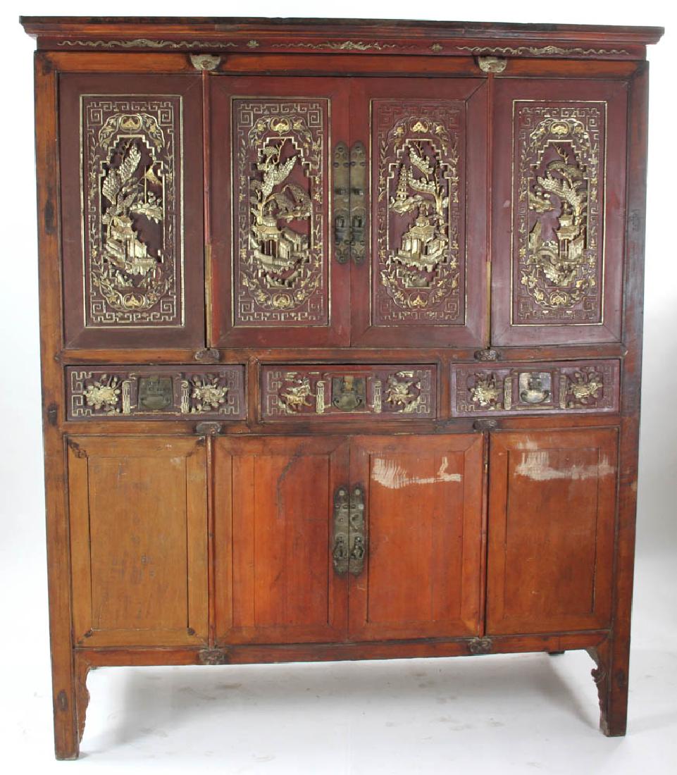 Carved Red Antique Chinese Cabinet (1 of 7)