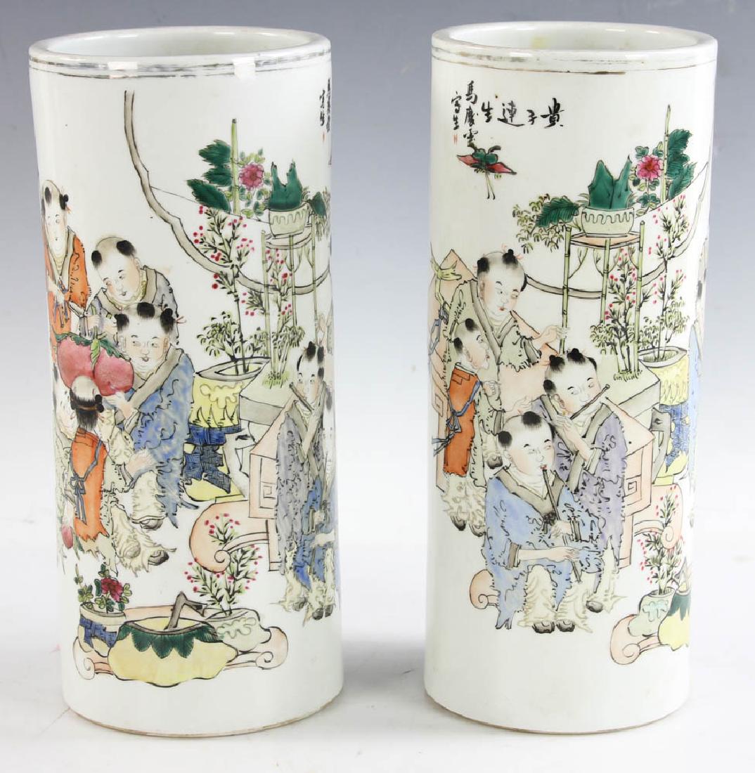 Pair of Chinese Famille Rose Hat Vases (1 of 5)