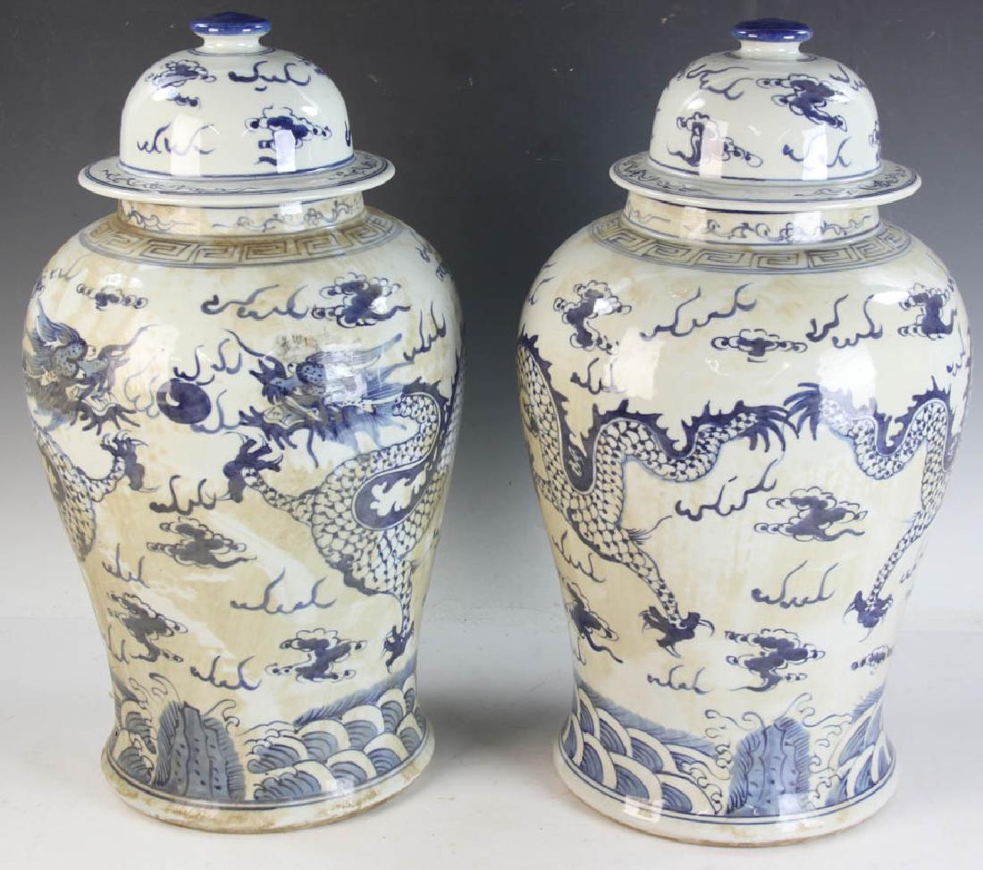 Pair of Chinese Porcelain Covered Urns (1 of 9)