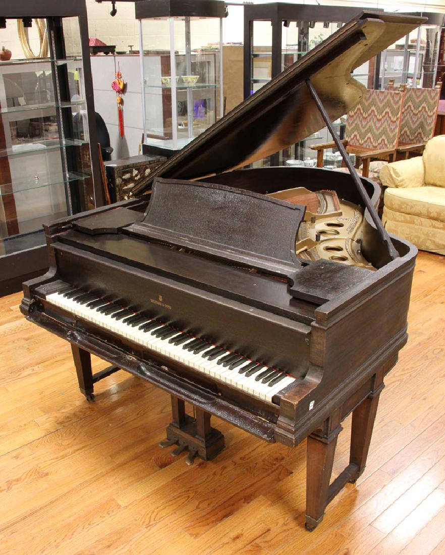 Steinway & Sons Model O Grand Piano, 1921: Steinway & Sons grand piano, New York, model O Duo-Art, serial number 205392, 1921, having mahogany case and rising on square legs terminating on Marlborough feet, 5' 10". Reconditioned circa 1990. Or