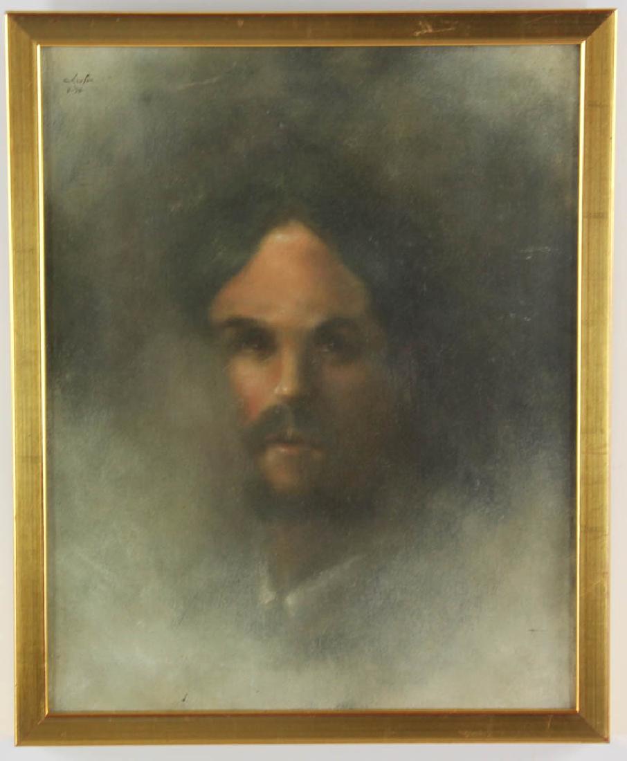 Charles Kolnik Oil on Canvas of Debussy: Charles Kolnik, portrait, oil on canvas, signed upper left, verso "Claude Debussy / C. Kolnik / 11-'74". Provenance: Boca Raton, Florida collection.