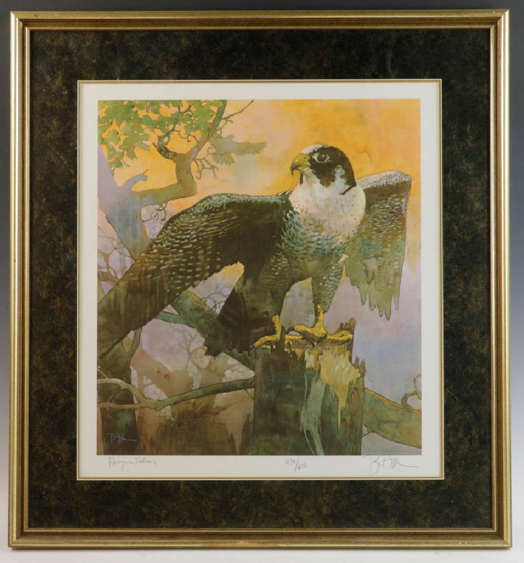 Bart Forbes Lithograph Peregrine Falcon: Bart Forbes (Oklahoma artist, b. 20th century), color lithograph 'Peregrine Falcon', editioned 434/450, pencil signed, 20" x 21 1/2" (view), frame 27" x 29".