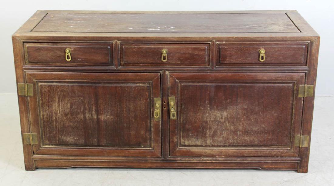 Chinese Hardwood Cabinet: Chinese hardwood cabinet, 24" H x 48" W x 18" D. Provenance: Massachusetts collection.