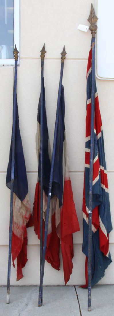 Four Vintage Flags, English, French: Four vintage flags, English/French, largest 112" L. Provenance: Long Beach, California estate collection.
