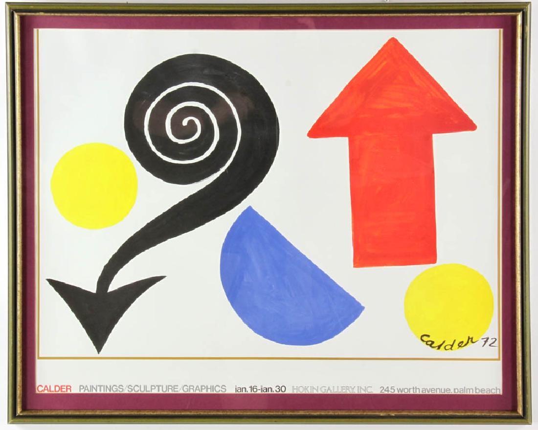 Palm Beach Calder Art Show Poster: Palm Beach Honkin Gallery Calder 'Aubusson Tapestries' art show poster signed Calder, 22" x 27", frame 25" x 31". Provenance: Lake Park, Florida Estate.