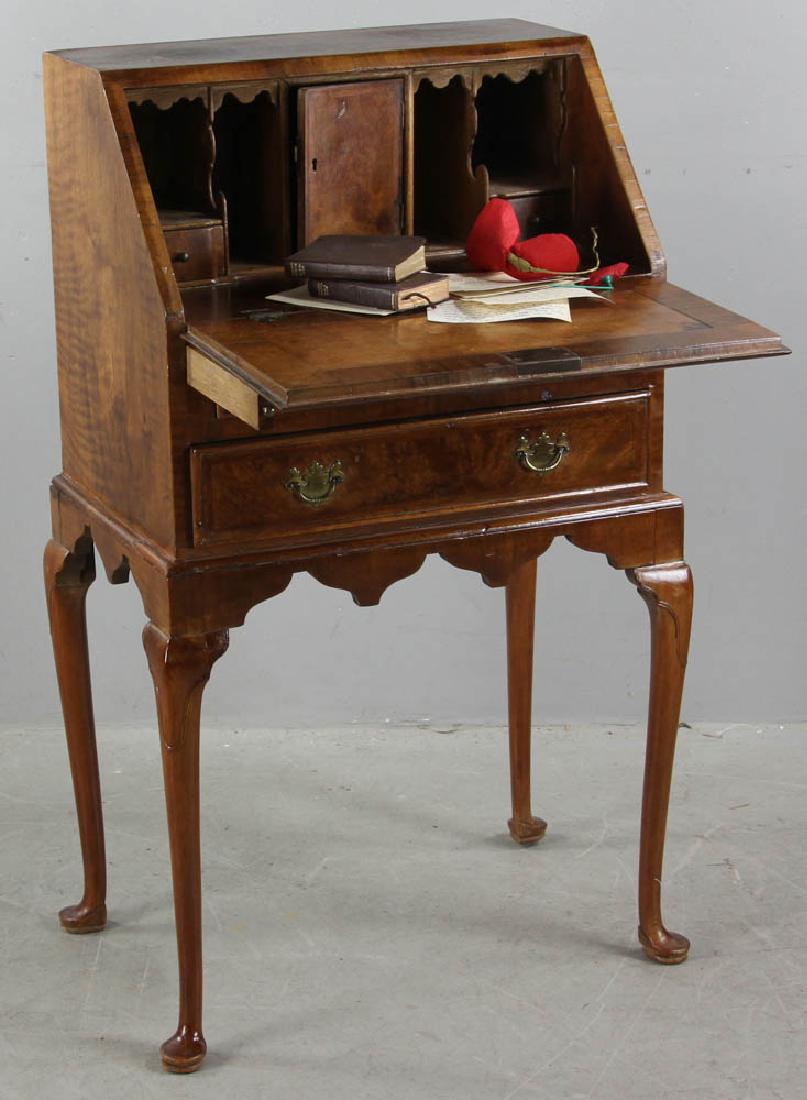 Queen Anne Desk >> Diminutive Queen Anne Burlwood Desk Queen Anne Desk >> Diminutive Queen Anne Burlwood Desk