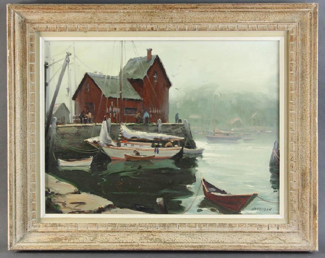 Edward Harrigan, Motif No 1, Oil on Canvas: Edward Harrigan (American, 1910-1987), 'Motif #1', oil on canvas, signed L/R, 18" x 24", frame 24 1/2" x 30 1/2". Provenance: Marblehead, Massachusetts collection.