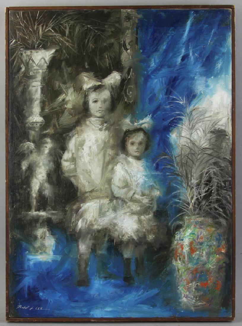Robert J. Lee Oil on Canvas, Children in White: Robert J. Lee (1921-1994), children in white dresses, oil on canvas, signed L/R, 25" x 18,. Provenance: Boca Raton, Florida estate.