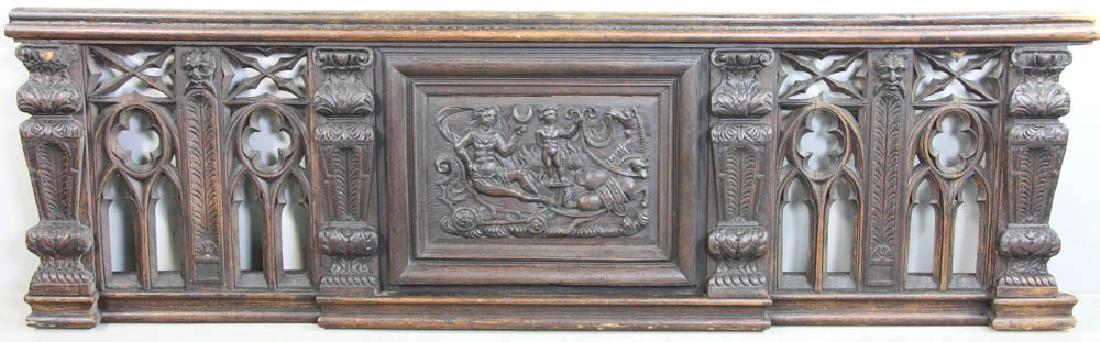 18th/19thC English Gothic Carved Panel: 18th/early 19th century English Gothic carved panel, 23 1/2" x 78". Provenance: West Palm Beach, Florida estate.