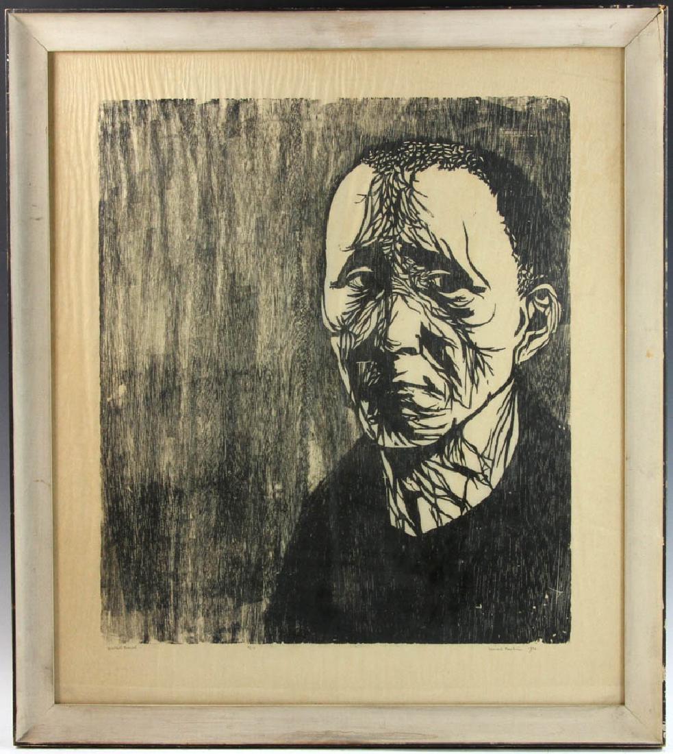Leonard Baskin, Bertolt Brecht, Wood Engraving: Leonard Baskin (American, 1922-2000), 'Bertolt Brecht', 1952, wood engraving, signed, titled lower margin, 21 1/2" x 17 3/4" (image).
