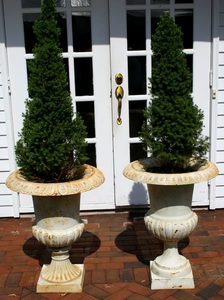 Pair of Antique-style Cast Iron Urns