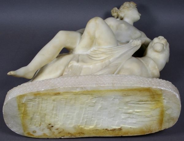 19th C. Italian Marble Classical Nude on Lion - 3
