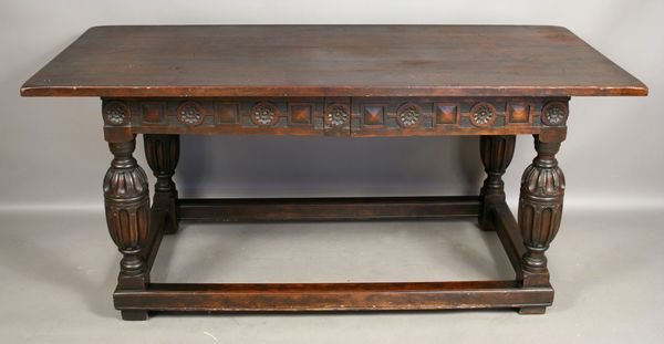 19th C Jacobean-style Carved Mahogany Table