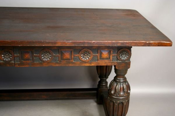 19th C Jacobean-style Carved Mahogany Table - 2