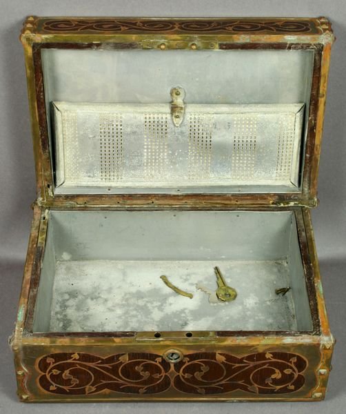 20th Century Arts & Crafts Brass Inlaid Humidor - 2