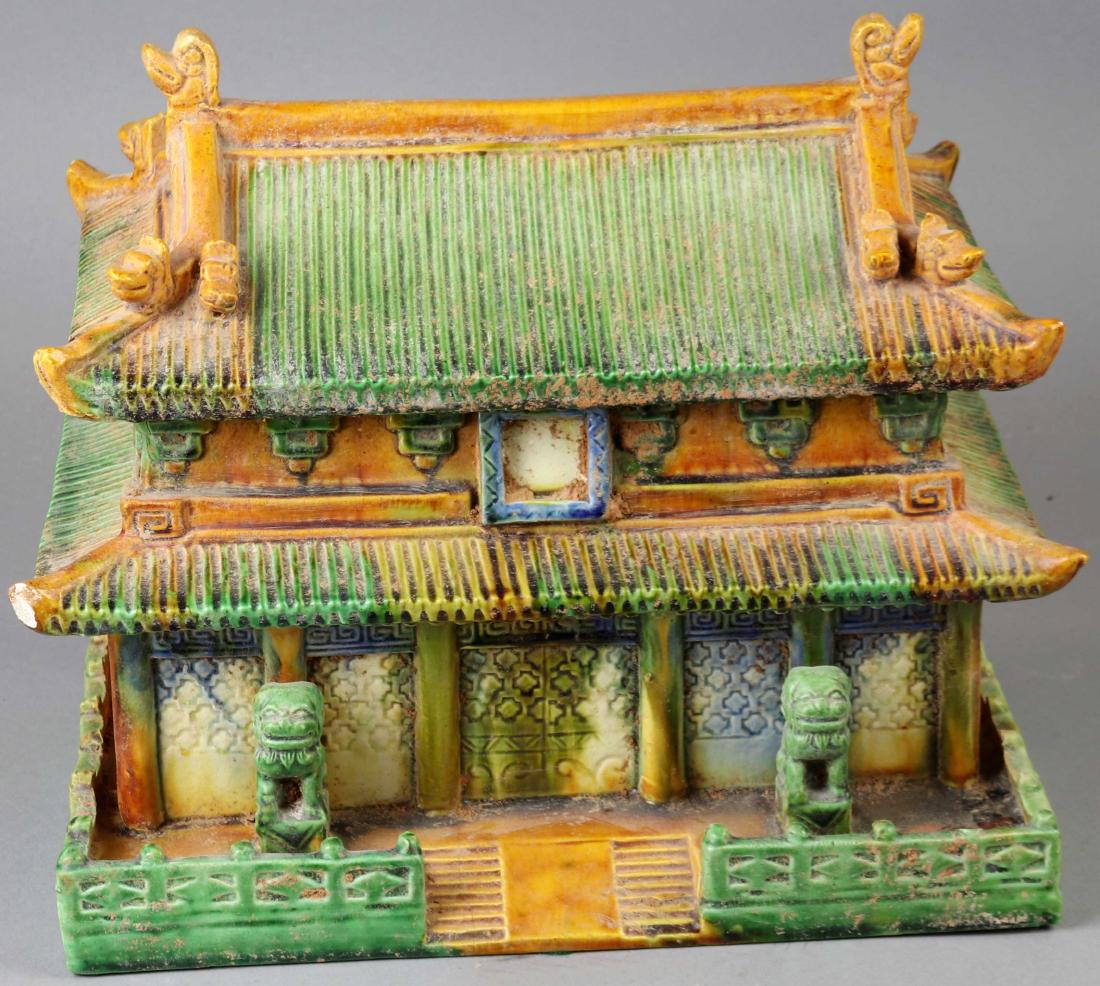 Ceramic Polychrome Palace: Ceramic polychrome palace with removable roof, 10" x 13".