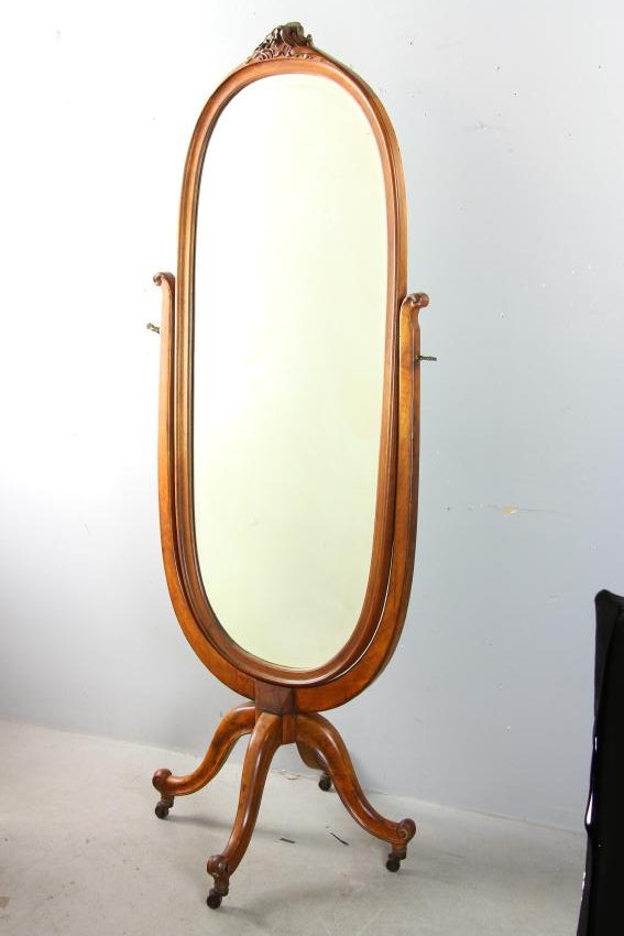 Antique Mahogany Cheval Dressing Mirror: Antique mahogany cheval dressing mirror 71" x 28".