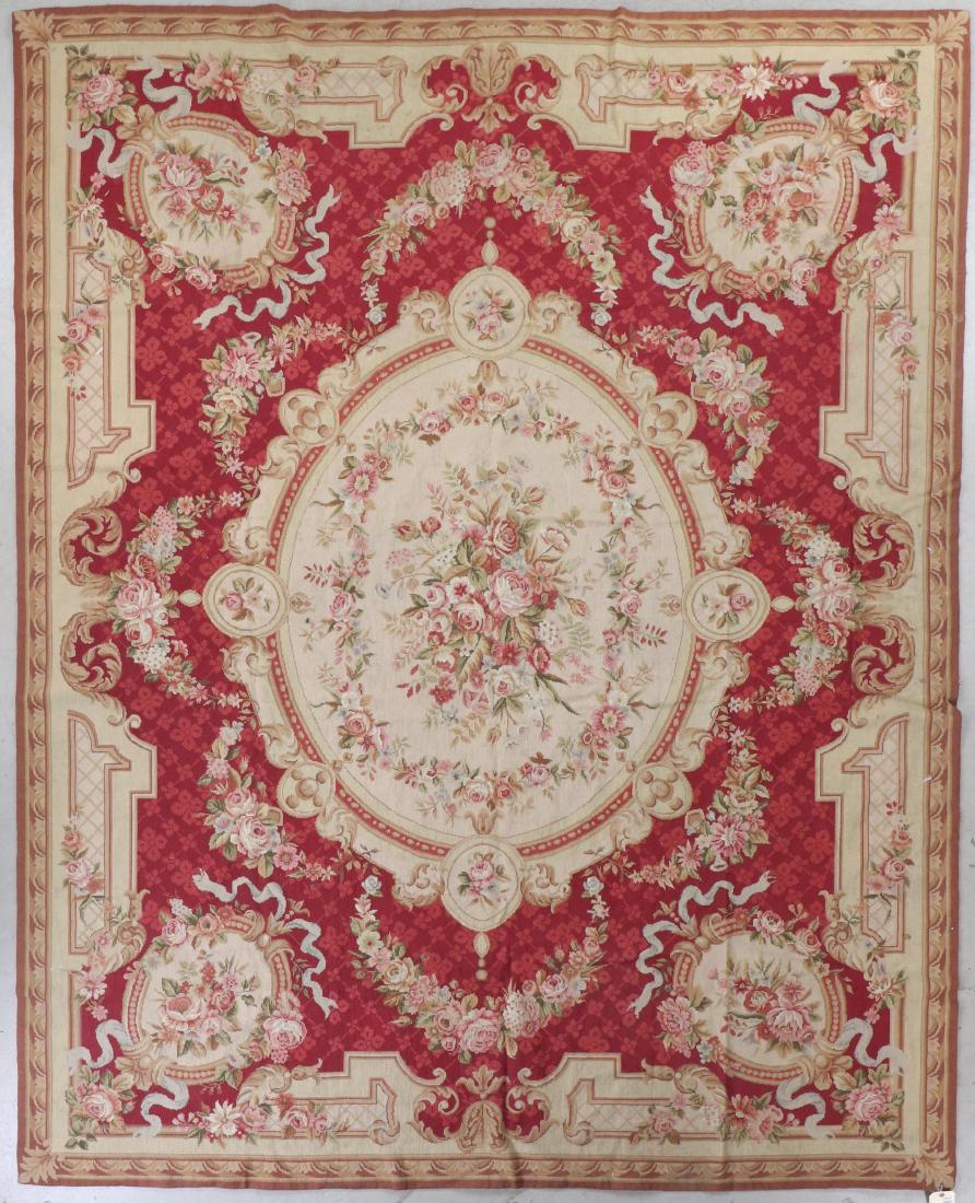 Fine Aubusson Needlepoint Rug: Fine Aubusson needlepoint rug, 9' 5" x 7' 3".