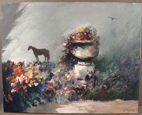 John Howley, O/C, Woman with Children: John Howley (Australian, 1931-present), Woman with Children, o/c, 24" x 30".