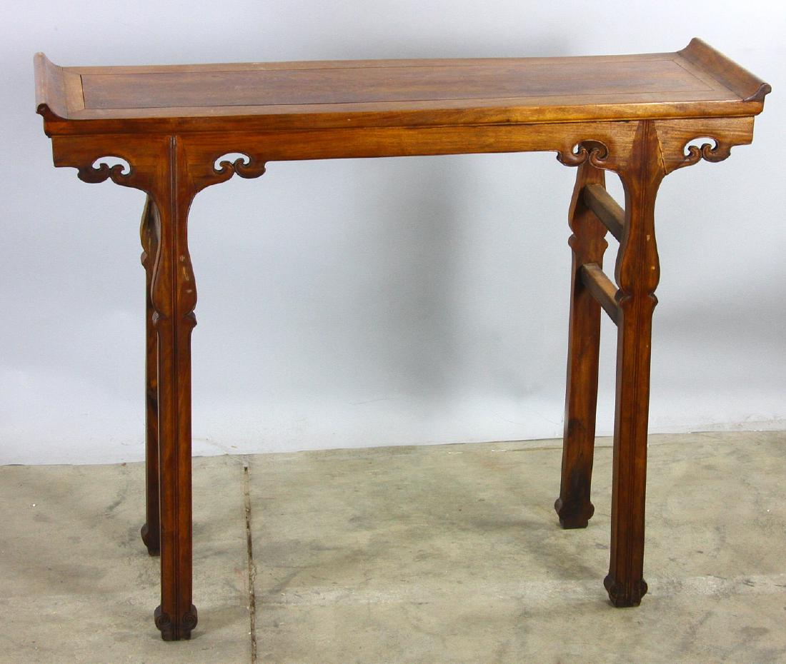 Chinese Huanghuali Altar Table: Chinese huanghuali altar table, 33" x 41" x 13".