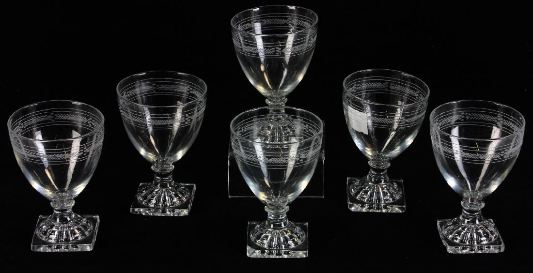 (6) Engraved Lemon Squeezer Base Rummers: Set of six engraved rummers with lemon squeezer bases, 5".