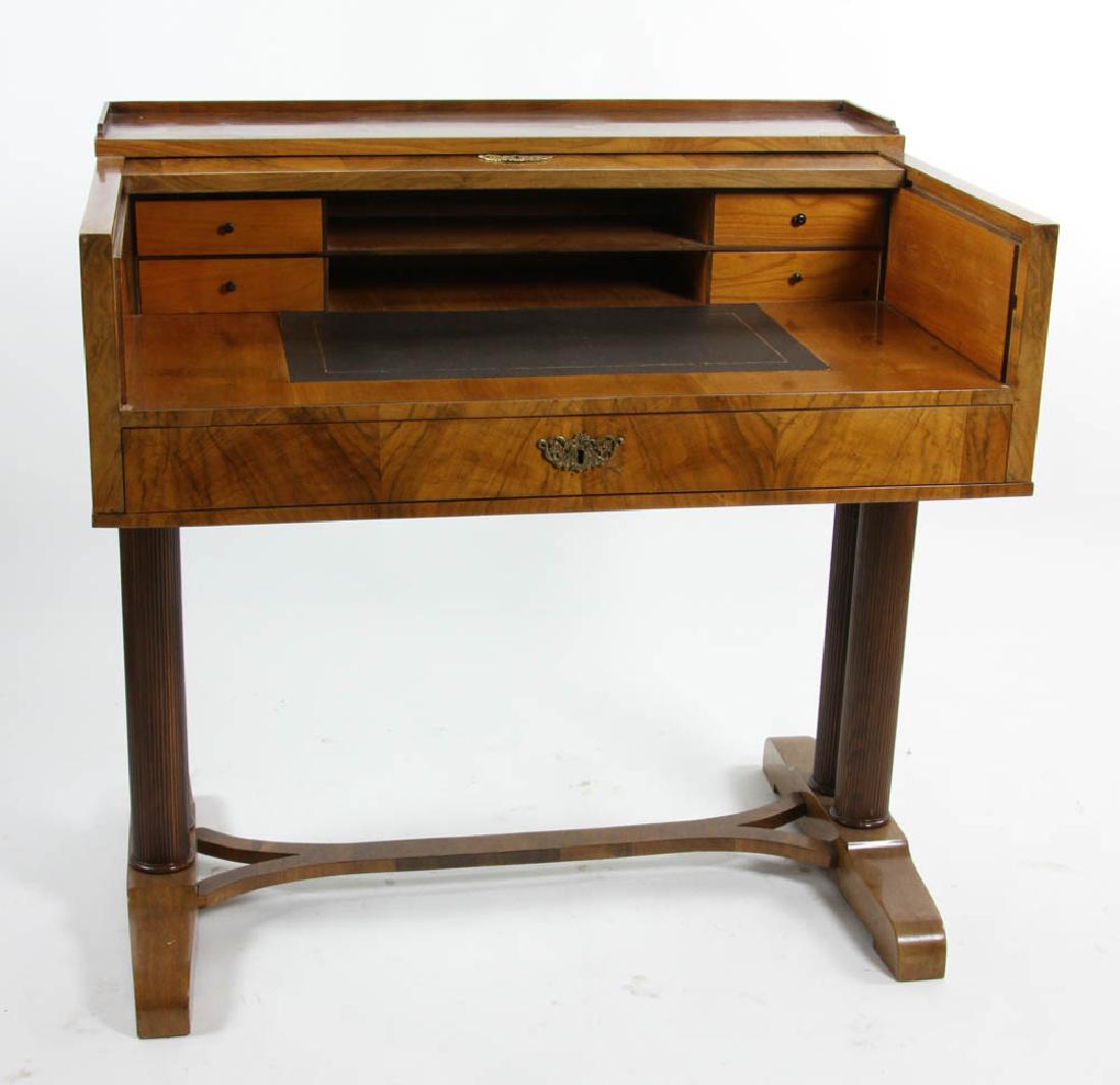 Biedermeier Roll Top Desk: Biedermeier roll top desk, 37" H x 39 1/2" W x 29" D. Provenance: Gloucester, Massachusetts estate.