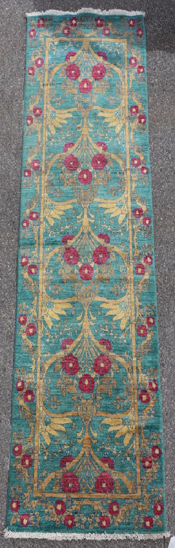 Handwoven Nepali Rug with William Morris Design: Handwoven Nepali runner in the William Morris design, 7' 10" x 2' 7".